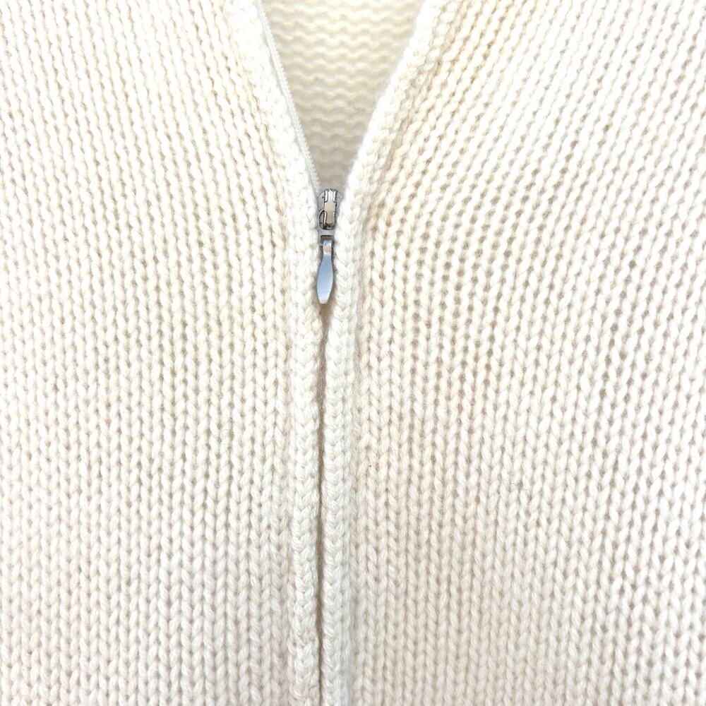 I. Magnin 2-Ply Cashmere Full Zip Cardigan Sweater Cream Ecru Small Stand Collar - Picture 7 of 9